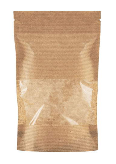 Пакет Дой-пак 105*150 "30+30" мм бумажный с окном 40 мм zip-lock КРАФТ