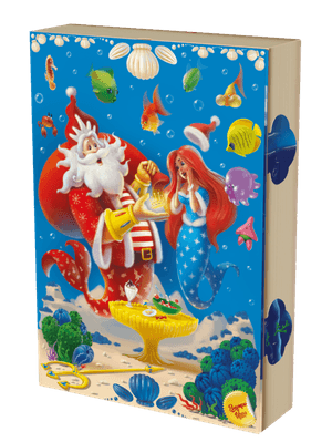 Коробка бумажная для конфет КНИГА БОЛЬШАЯ Подводный Новый год с анимацией и игрой Коробка бумажная для конфет КНИГА БОЛЬШАЯ Подводный Новый год с анимацией и игрой
