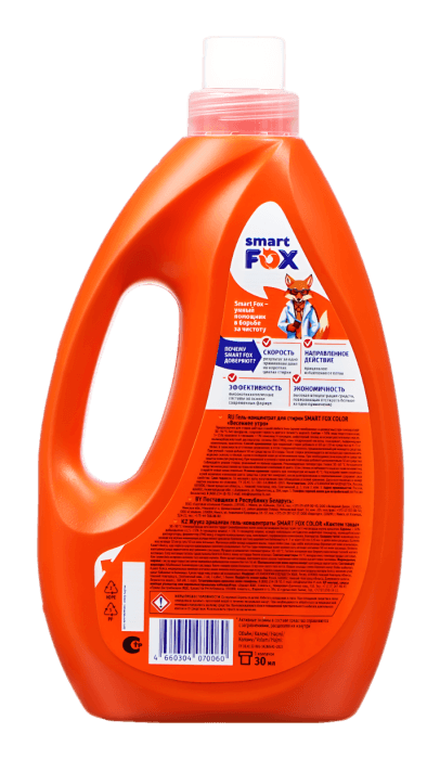 Гель-концентрат для стирки белья 1 л SMART FOX, COLOR Горный эдельвейс Гель-концентрат для стирки белья 1 л SMART FOX, COLOR Горный эдельвейс
