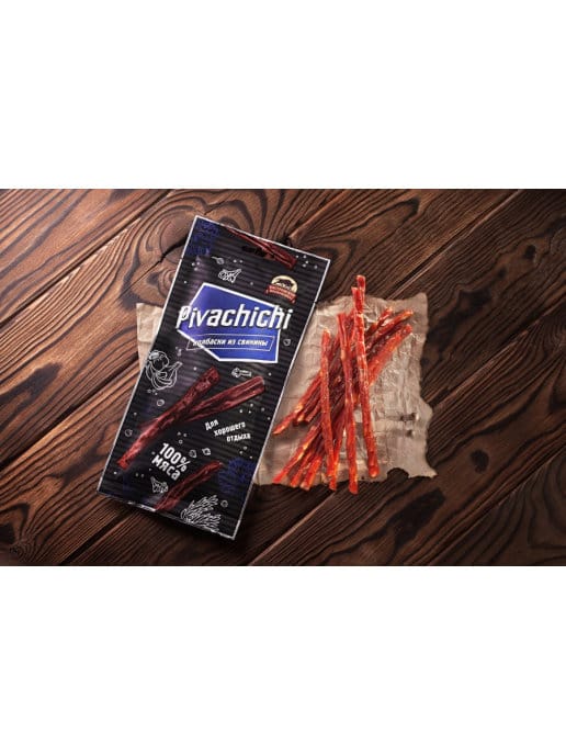 Колбаски мясные "Pivachihi" из свинины 60 гр /КМК Колбаски мясные "Pivachihi" из свинины 60 гр /КМК