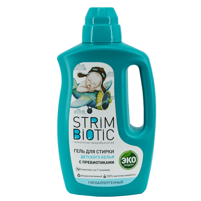 Гель для стирки белья 1 л/1000 мл "STRIMBIOTIC" для детского белья Гель для стирки белья 1 л/1000 мл "STRIMBIOTIC" для детского белья