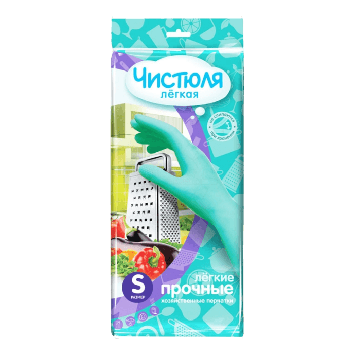 Перчатки латексные легкие "Чистюля" хозяйственные, прочные/пара, S Перчатки латексные легкие "Чистюля" хозяйственные, прочные/пара, S