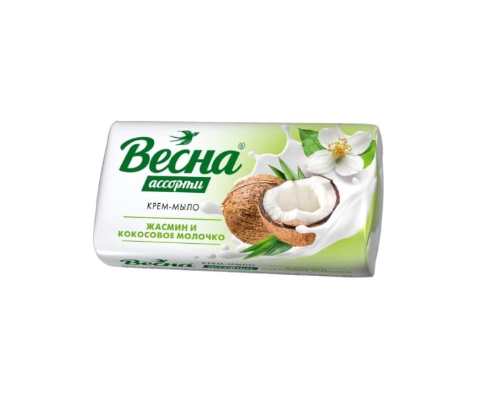 Мыло кусковое 90 г туалетное "Весна" ассорти, Жасмин и кокосовое молочко Мыло кусковое 90 г туалетное "Весна" ассорти, Жасмин и кокосовое молочко