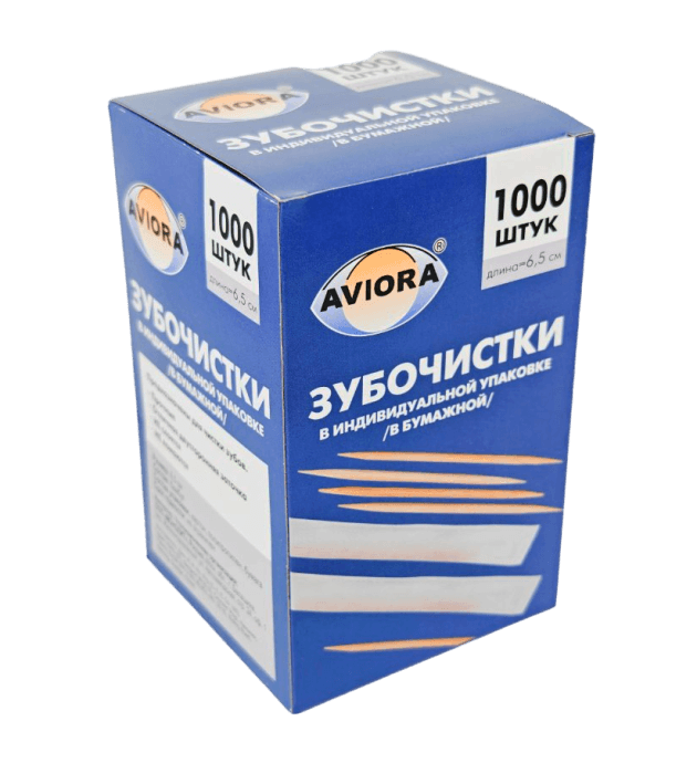 Зубочистки бамбуковые в индивид бумажной упаковке (1000 шт.упак) AVIORA Зубочистки бамбуковые в индивид бумажной упаковке (1000 шт.упак) AVIORA