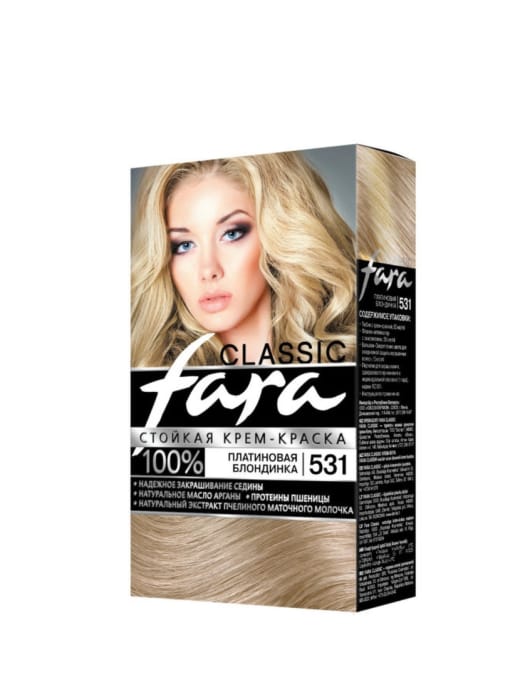 Краска для волос FARA Classic, 531 Платиновая блондинка Краска для волос FARA Classic, 531 Платиновая блондинка